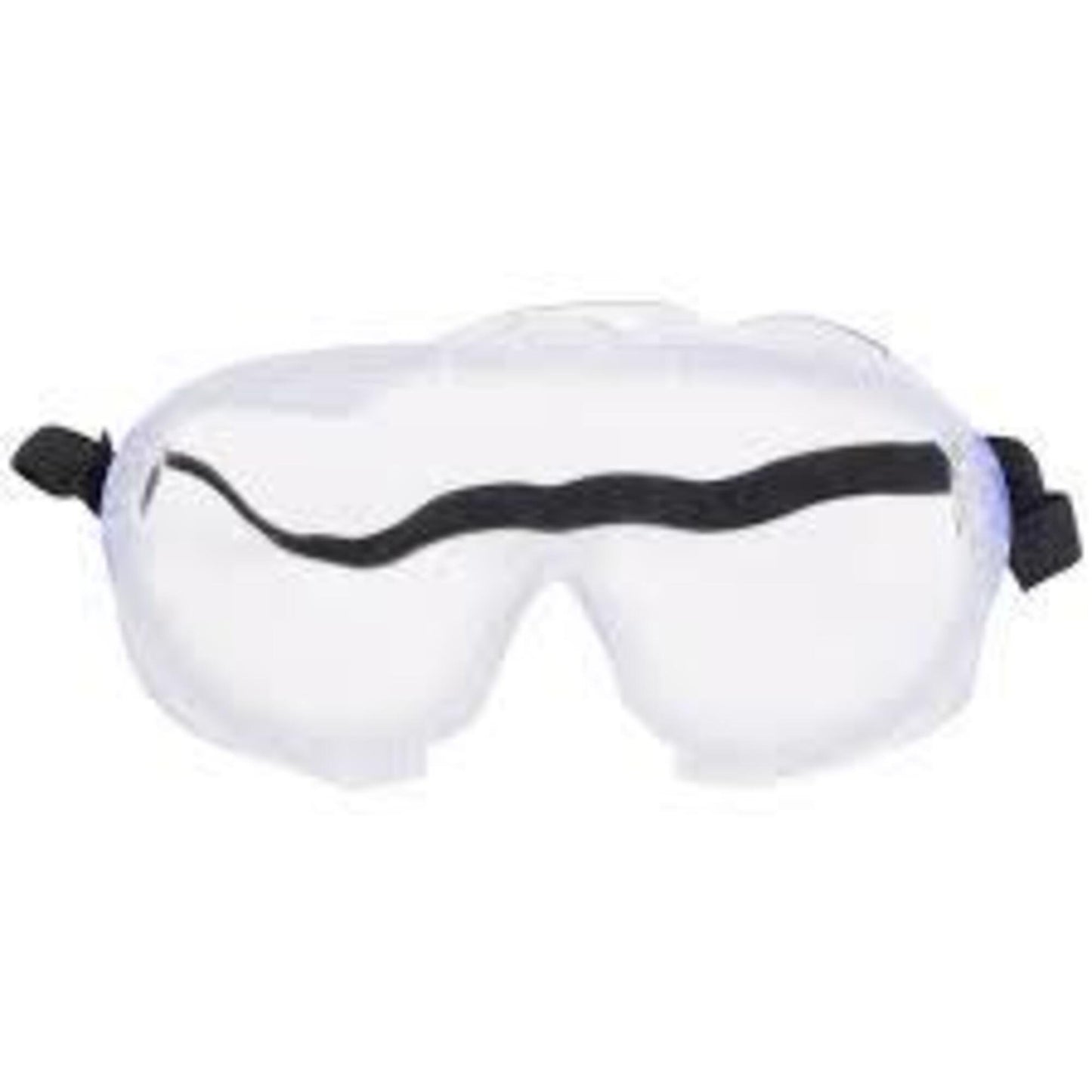 White sleep mask with black straps on a white background