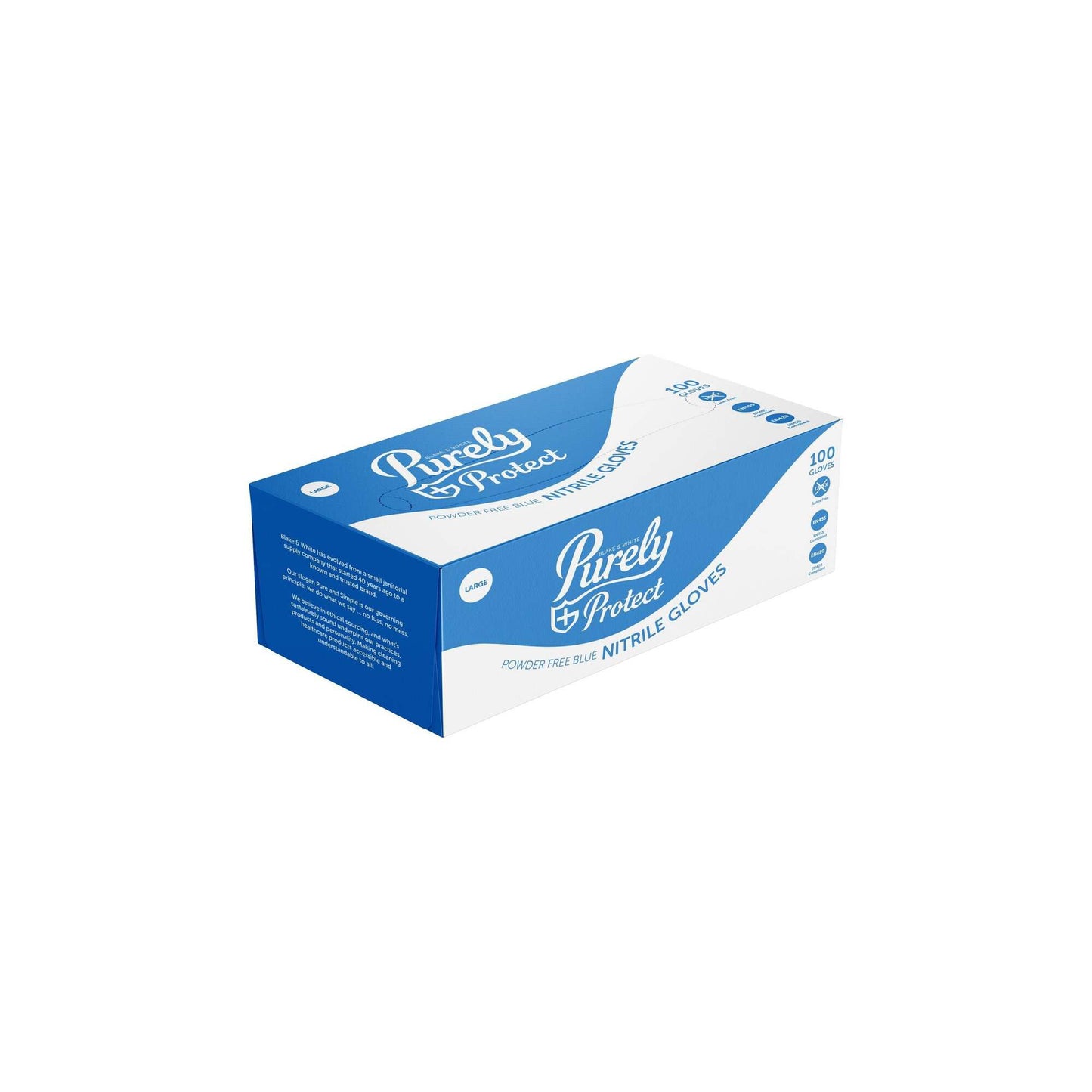 Box of Purely Protect gloves on a white background