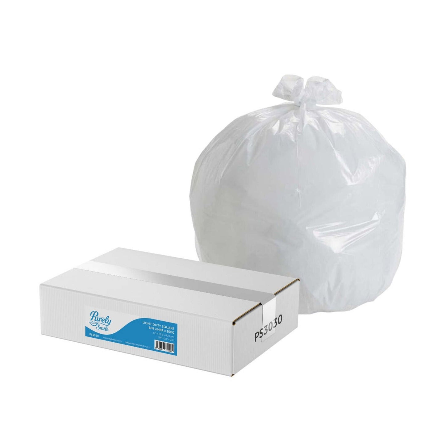Purely Smile Square Bin Liner Light Strength Box of 1000