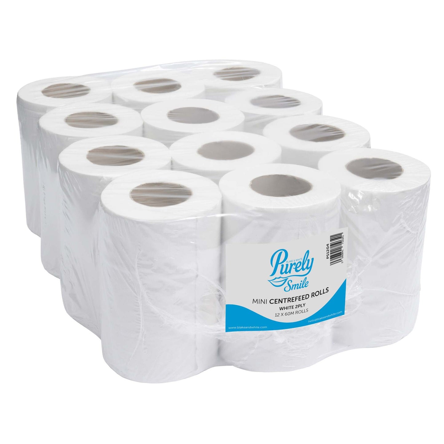 Purely Smile Mini Centrefeed 2ply 60mX190mm White Pack of 12
