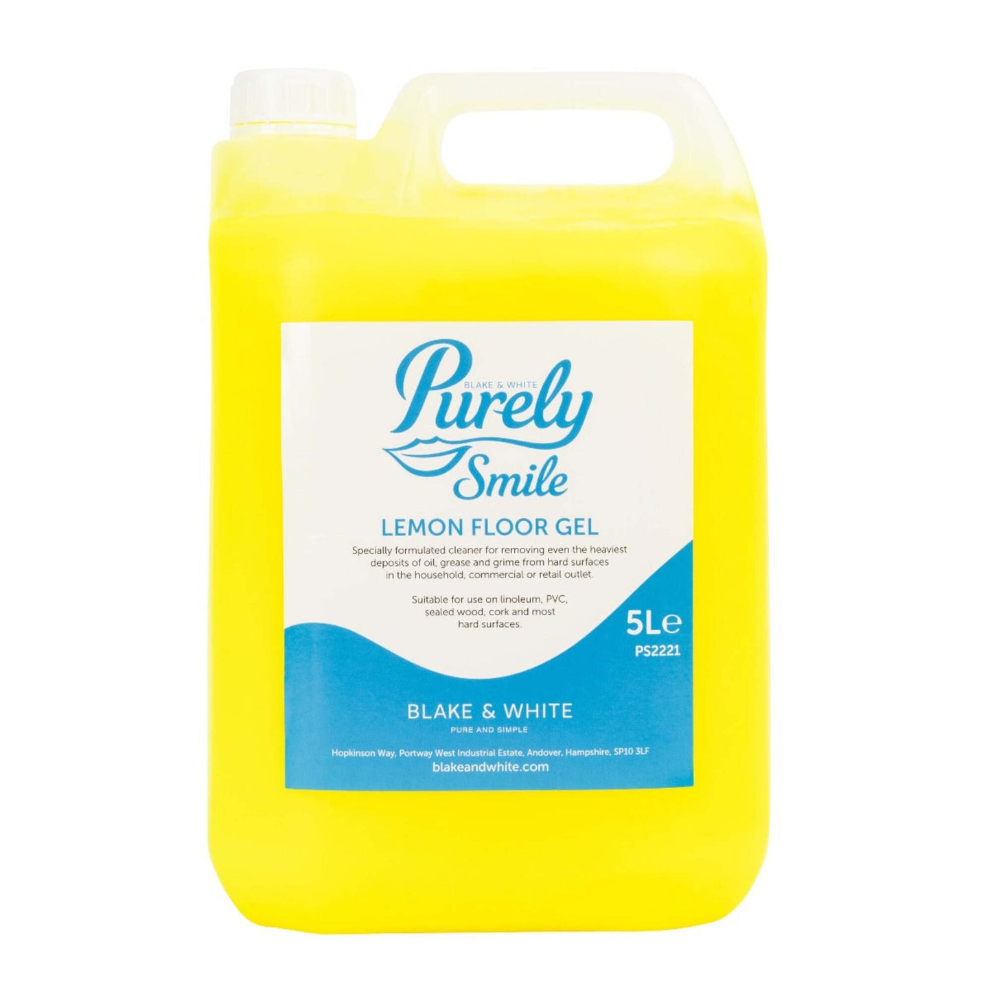 Yellow bottle of Purely Smile Lemon Floor Gel on a white background