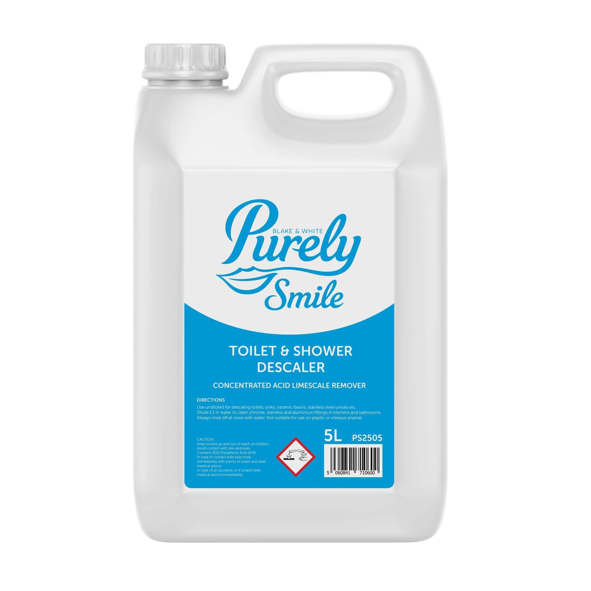 5L container of Purely Smile Toilet & Shower Descaler on a white background