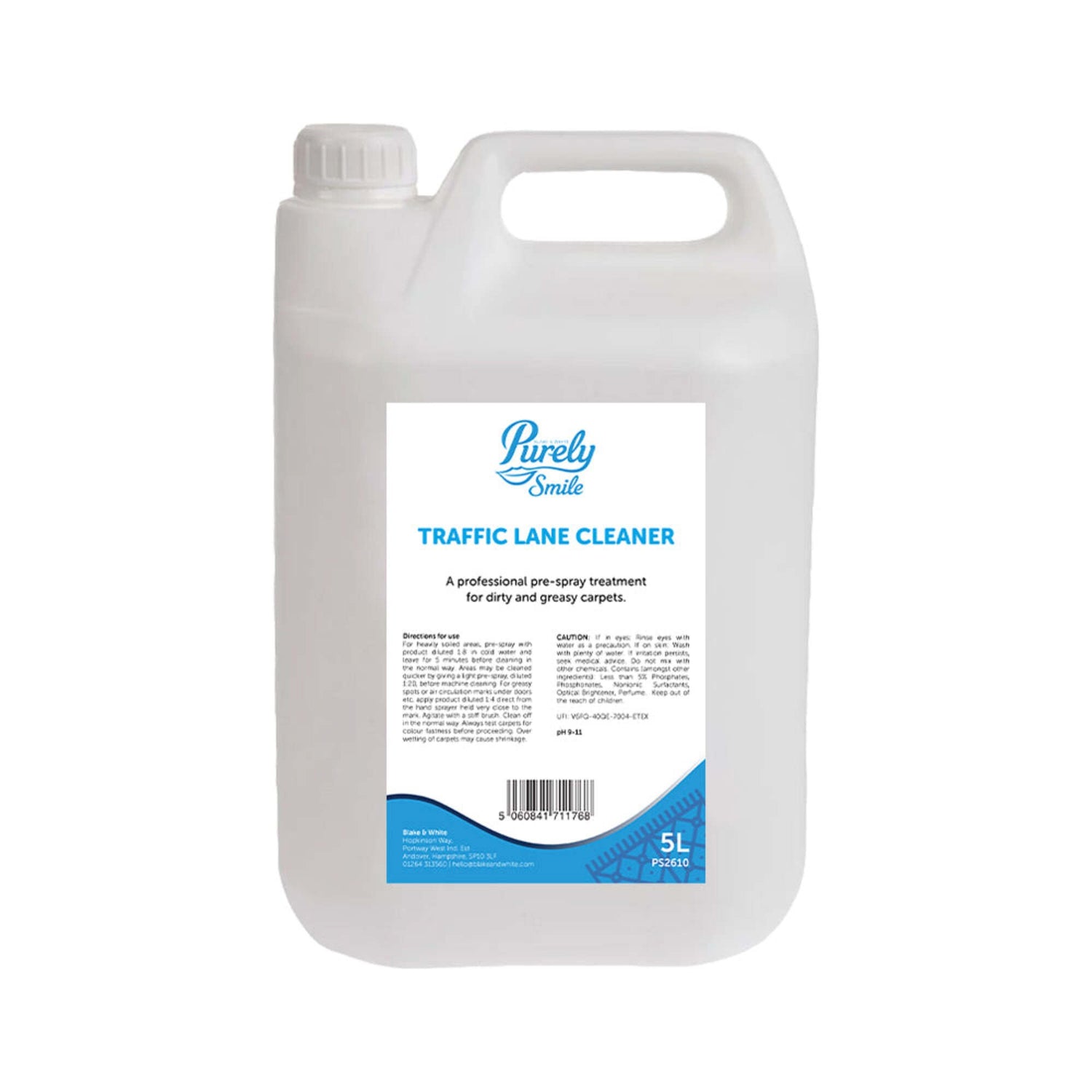 5L traffic lane cleaner container with Purely Smarts branding on a white background