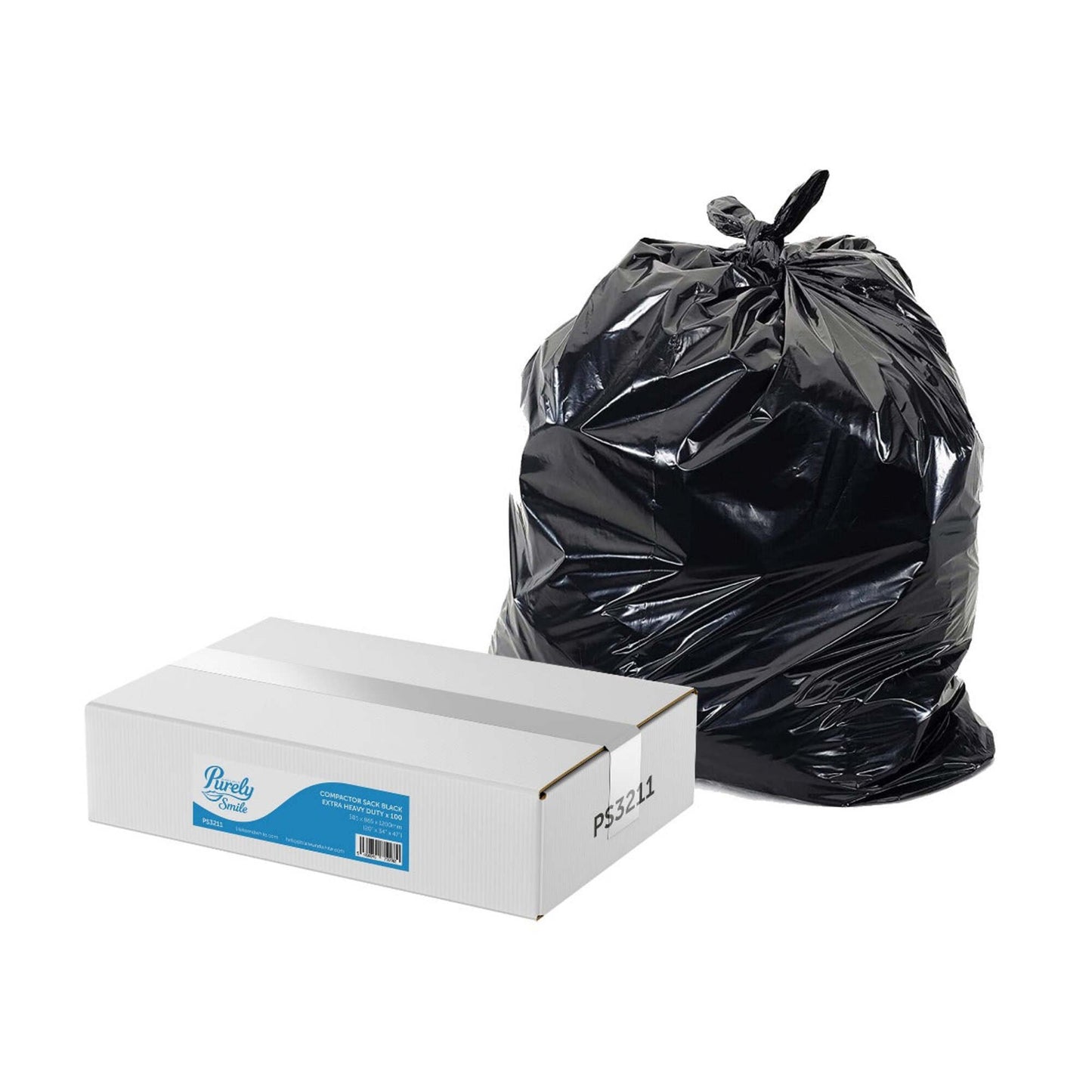 Purely Smile Compactor Sack Black Extra Heavy Duty Box 100