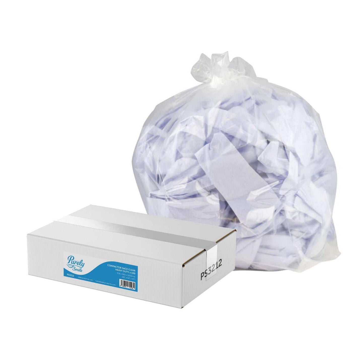Purely Smile Compactor Sack Clear Heavy Duty Box 100