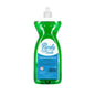 Green bottle of Purely Smile washing-up liquid on a white background