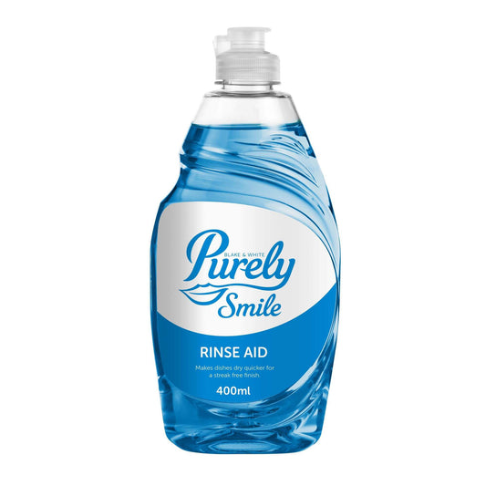 Bottle of Purely Smile rinse aid on a white background