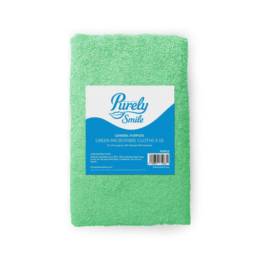 Purely Smile Microfibre Cloths Green Pack of 10